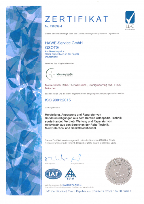 Zertifikat für das Managementsystem nach EN ISO 9001:2015